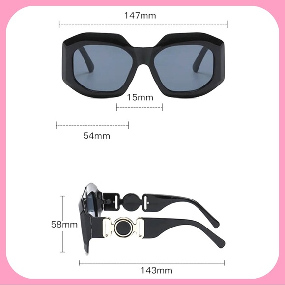 PINK AND GRAY TRANSLUCENT FRAMES WITH TEA LENSES-LUXURY OVERSIZED SUNNIES NEW - Picture 4 of 4